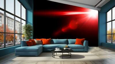 lens flare red light over black background easy to add overlay or screen filter over your photos Wall mural