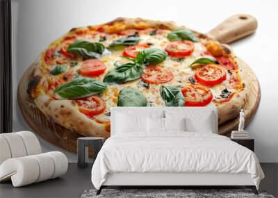 Pizza margherita isolated on white background Wall mural