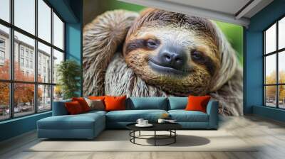 Sleepy sloth with a goofy expression Wall mural