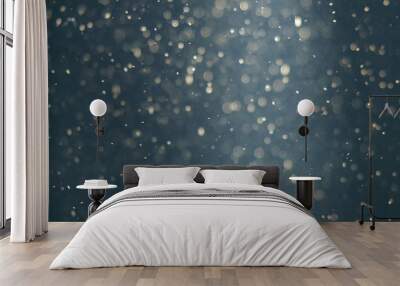 Abstract blue background with beautiful golden flickering particles. Underwater bubbles in flow with bokeh Wall mural