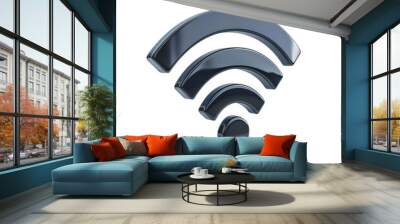 3D Metallic Wifi Icon Isolated On White Background Wall mural