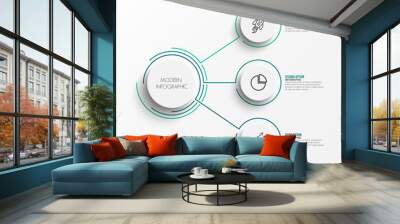 Abstract elements of graph infographic template with label, integrated circles. Business concept with 3 options. For content, diagram, flowchart, steps, parts, timeline infographics, workflow layout, Wall mural