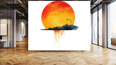 Abstract Sunset with Dripping Paint Wall mural