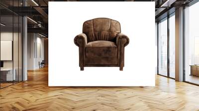 Brown Leather Armchair with Curved Back Wall mural