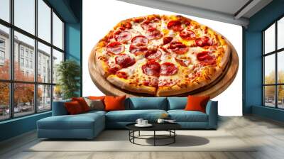 Delicious Pepperoni Pizza on Wooden Board Wall mural