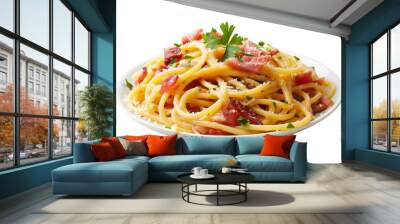 Delicious Spaghetti Carbonara with Parmesan Cheese and Pancetta Wall mural