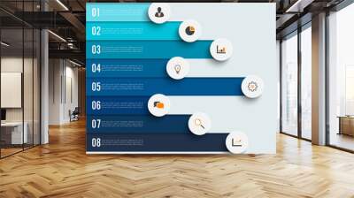 Infographic design vector and marketing icons can be used for workflow layout, diagram, annual report, web design. Business concept with 8 options, steps or processes. Wall mural