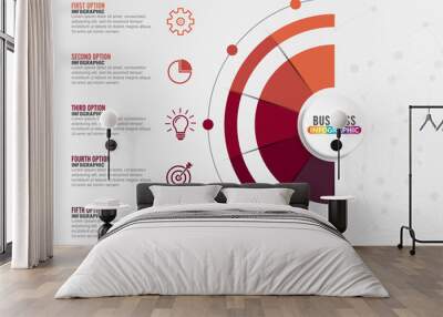 infographics design vector and marketing icons can be used for workflow layout, diagram, annual report, web design. Business concept with 5 options, steps or processes. Wall mural