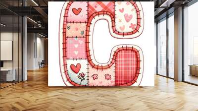 Patchwork Heart Design Letter C. Wall mural