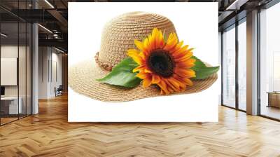 Sunflower on Straw Hat Wall mural