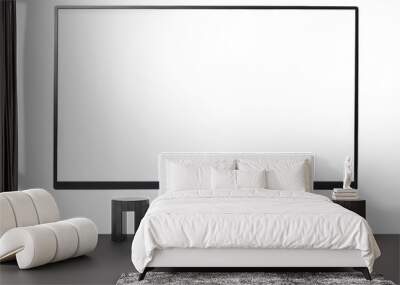 The image shows a generic widescreen computer monitor with a blank white screen. The monitor is black and has a silver stand. Wall mural