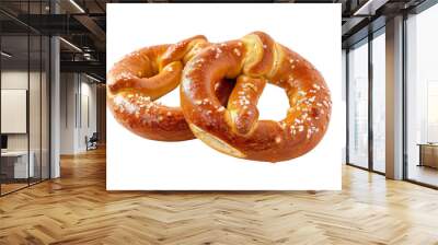 Two Freshly Baked Pretzels With Salt Wall mural