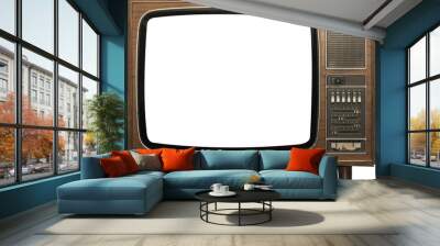 Vintage television with cut out screen on Isolated Wall mural