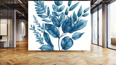 Watercolor green leaf. Wall mural