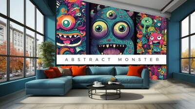 Illustrations set of abstract monster backgrounds Wall mural