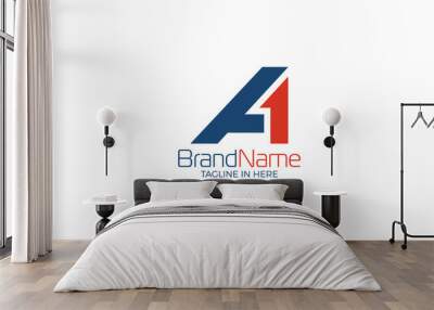 Letter A logo formed number one symbols  with modern shape Wall mural