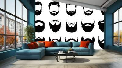 Mans Beard Vector Set Wall mural