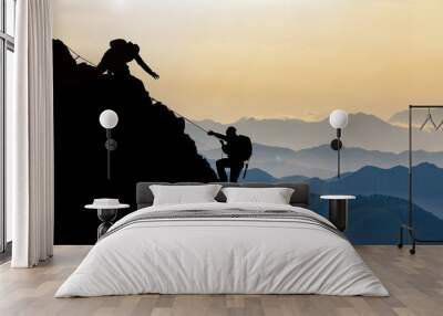 mountain range and peak climbing in the mountains Wall mural