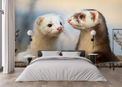 The nests, living spaces and cute looks of the weasel animals Wall mural