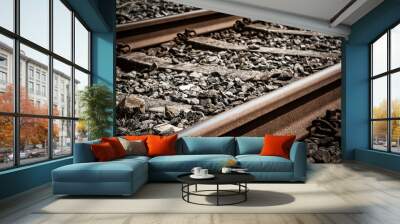 Railway Track, Sleepers and Ballast - Close Up Wall mural