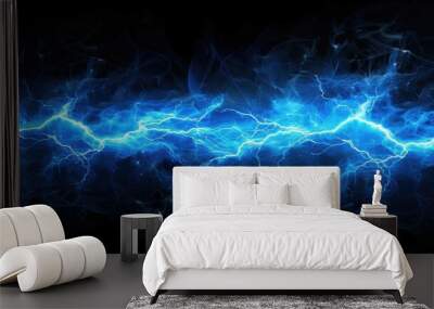 Abstract bolt of electricity blue background Wall mural