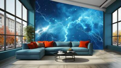 Abstract bolt of electricity blue background Wall mural