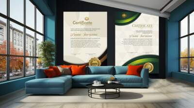 certificate template with Luxury realistic texture pattern and dynamic shapes composition gradient colors,diploma,Vector illustration Wall mural