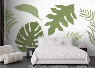 tropical leaves icons on transparent background Wall mural