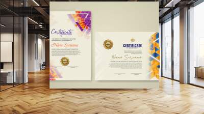 Two set certificate template with dynamic and futuristic polygonal color and modern background. Wall mural