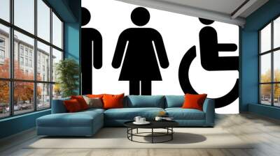 Men, woman and disable silhouette icons Wall mural