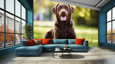 Brown Labrador in grass portrait Wall mural