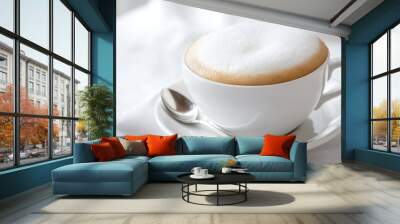 Coffee latte  with a thick layer of  foam on top Wall mural