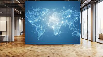 Digital world map and global network, a technology and global internet concept Wall mural