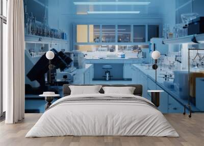 Laboratory with quantum research equipment Wall mural