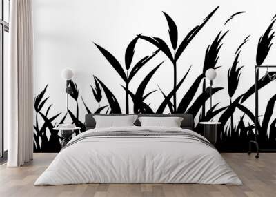 Vector silhouette of wheat. Silhouette. Wheat in the field on a white background. AI generated illustration. Wall mural