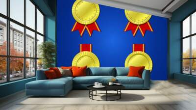 Winner medal vector design illustration isolated on blue background Wall mural