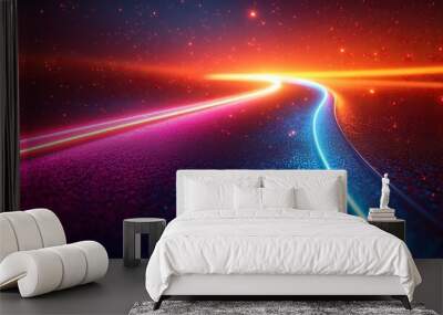 abstract multicolore spectrum backgroun bright orange blue neon rays an colorful glowing lines a stunning wide angle image of vibrant light waves Wall mural