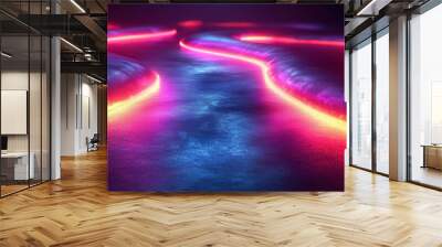 abstract neon backgroun of dynamic glowing lines modern fantastic wallpaper Wall mural