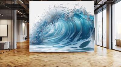 blue wave water wavy splash clip art isolate on transparent backgroun natural splashing liqui shape Wall mural