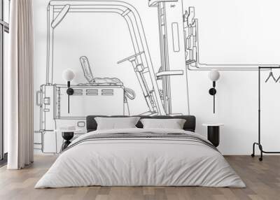 Forklift Line Drawing Wall mural