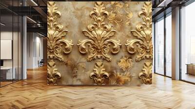 gold wallpaper with damask pattern.illustration Wall mural