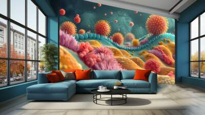 A bustling community of microorganisms resides, impacting health from within gut to the skin Wall mural