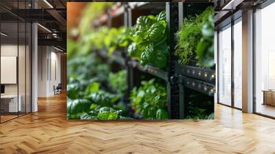 A thriving ecosystem of greenery and fresh produce fills the interior of greenhouse Wall mural