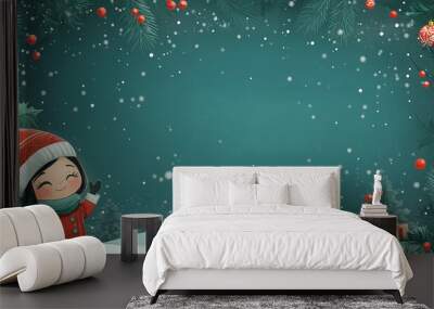 Print for mug girl and snow Wall mural