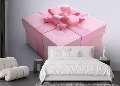 a pink gift box with a bow Wall mural