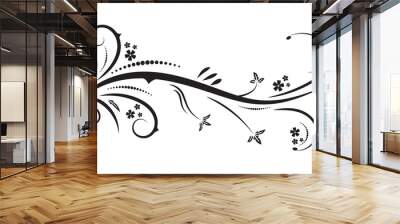 Drawing vector graphics with a floral pattern element for design. Abstract black tribal floral natural design isolated on white background Wall mural