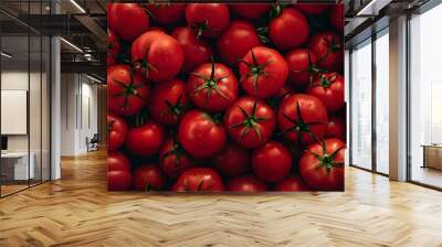 Colorful vegetable background. Horizontal wallpaper full of tomatoes. Local product harvest season Wall mural