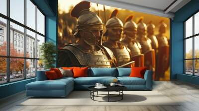 Ancient roman army on the battlefield, Roman Empire, generated ai Wall mural