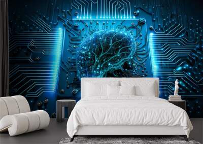 Artificial Intelligence - Computer Processor - Abstract - Generative AI Wall mural