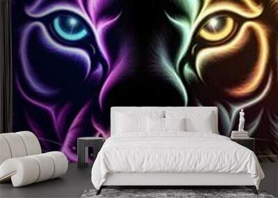 Neon lion face Wall mural